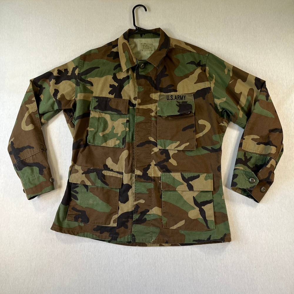 Vintage US Army Med Short Woodland Camo Combat Coat Field Jacket 1995 BDU